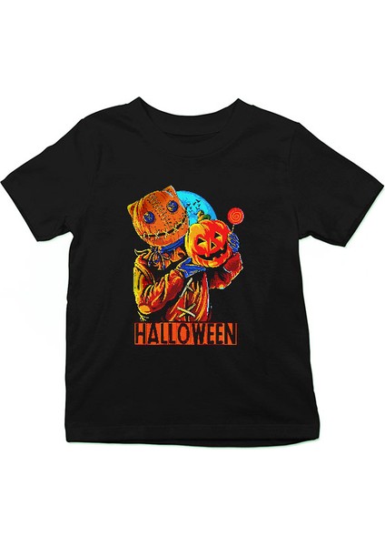 Cadılar Bayramı-Halloween Siyah Unisex Çocuk Tişört T-Shirt