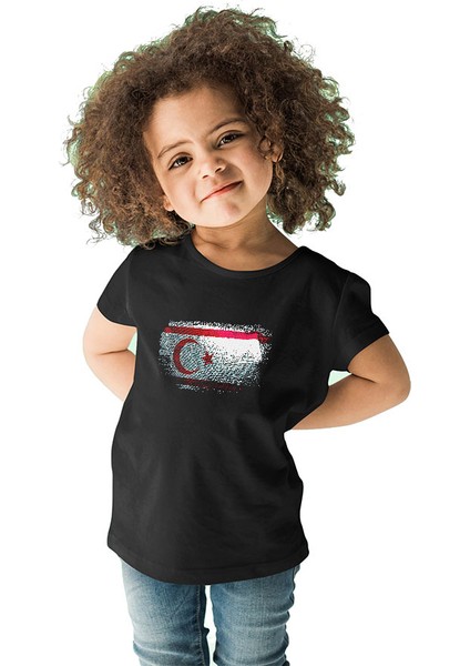 Kuzey Kıbrıs Türk Cumhuriyeti - Northern Cyprus Siyah Unisex Çocuk Tişört T-Shirt fiyatları