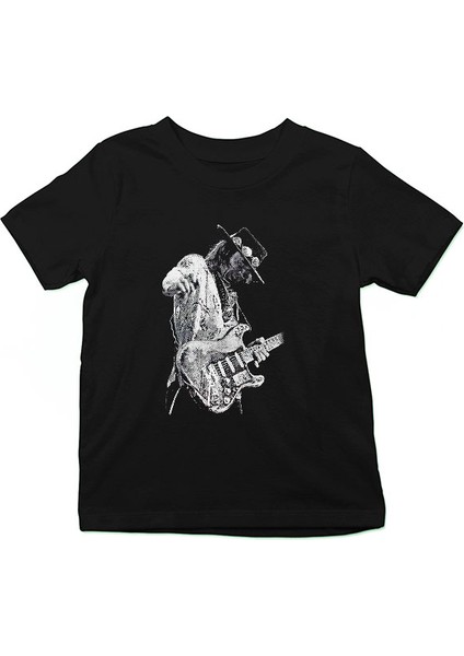 Gitarist Siyah Unisex Çocuk Tişört T-Shirt