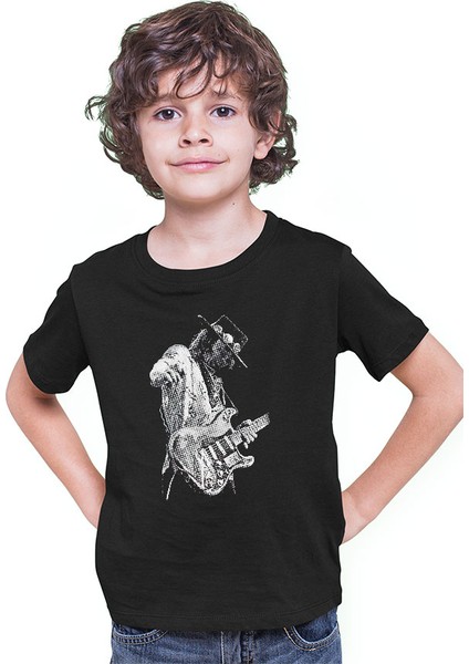 Gitarist Siyah Unisex Çocuk Tişört T-Shirt modelleri