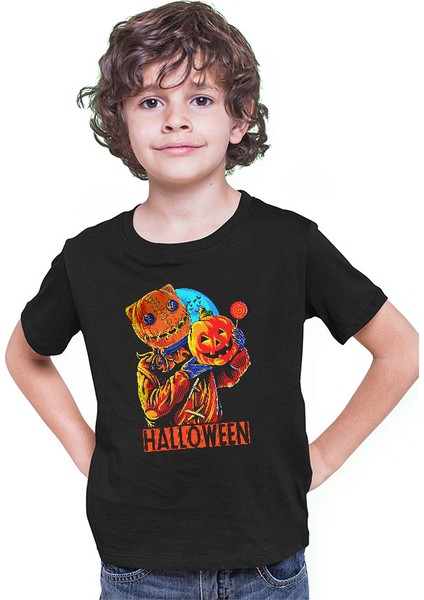 Cadılar Bayramı-Halloween Siyah Unisex Çocuk Tişört T-Shirt modelleri