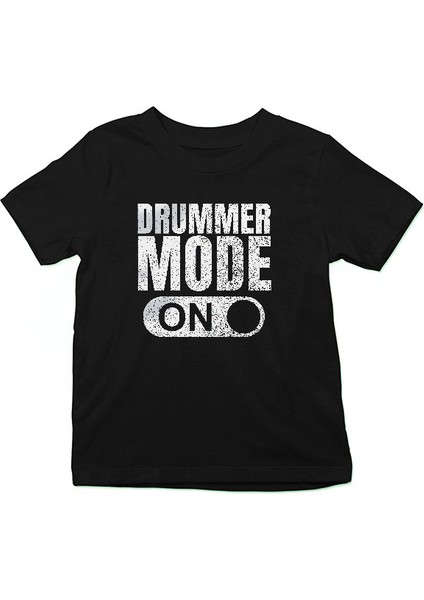 Bateri Modu Açık Siyah Unisex Çocuk Tişört T-Shirt