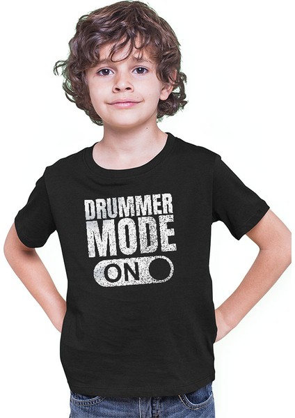 Bateri Modu Açık Siyah Unisex Çocuk Tişört T-Shirt modelleri