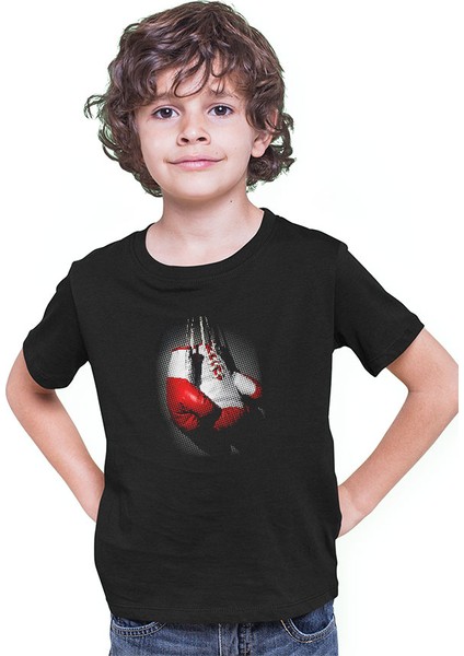 Boks Eldivenleri Siyah Unisex Çocuk Tişört T-Shirt modelleri