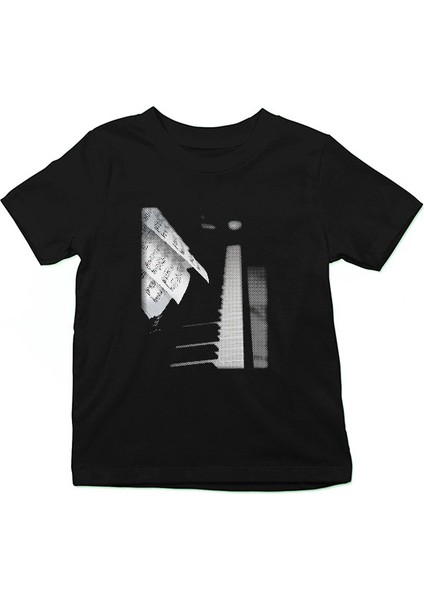 Piyanist Piyano Siyah Unisex Çocuk Tişört T-Shirt