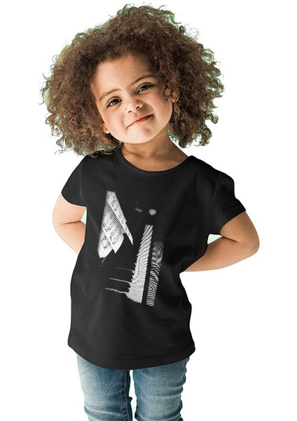 Piyanist Piyano Siyah Unisex Çocuk Tişört T-Shirt fiyatları