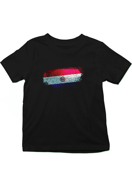Paraguay Siyah Unisex Çocuk Tişört T-Shirt