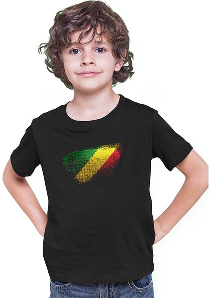 Kongo - Republic Congo Siyah Unisex Çocuk Tişört T-Shirt modelleri