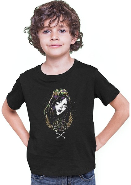 Asker Geyşa Siyah Unisex Çocuk Tişört T-Shirt modelleri