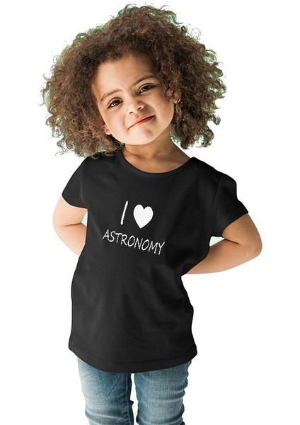 Astronomi Sevenler Siyah Unisex Çocuk Tişört T-Shirt fiyatları