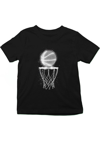 Basketbol Siyah Unisex Çocuk Tişört T-Shirt