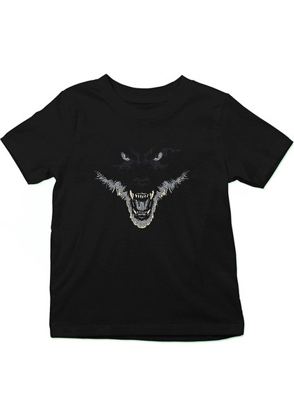 Kızgın Kurt Siyah Unisex Çocuk Tişört T-Shirt