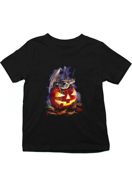 Cadılar Bayramı-Halloween Siyah Unisex Çocuk Tişört T-Shirt
