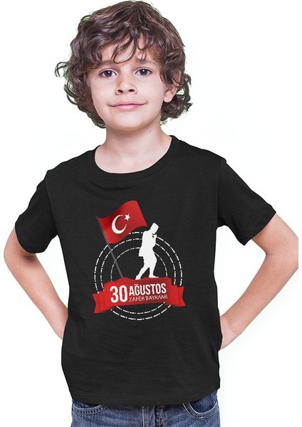 30 Ağustos Zafer Bayramı Siyah Unisex Çocuk Tişört T-Shirt modelleri
