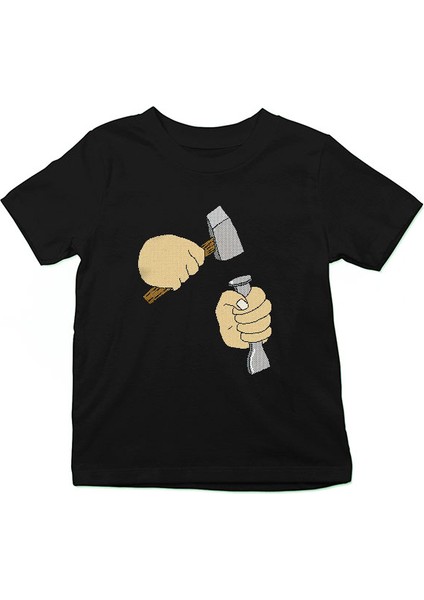 Heykeltıraş Siyah Unisex Çocuk Tişört T-Shirt