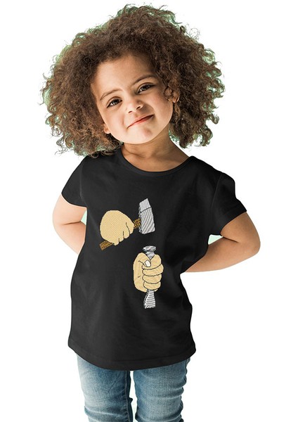 Heykeltıraş Siyah Unisex Çocuk Tişört T-Shirt fiyatları