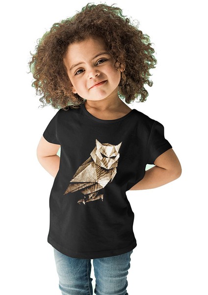 Origami Baykuş Siyah Unisex Çocuk Tişört T-Shirt fiyatları