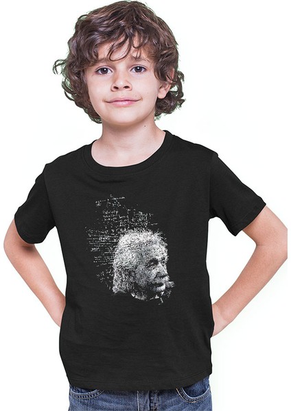 Albert Einstein Kuantum Mekaniği Siyah Unisex Çocuk Tişört T-Shirt modelleri