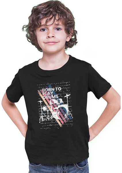 Bateri Siyah Unisex Çocuk Tişört T-Shirt modelleri