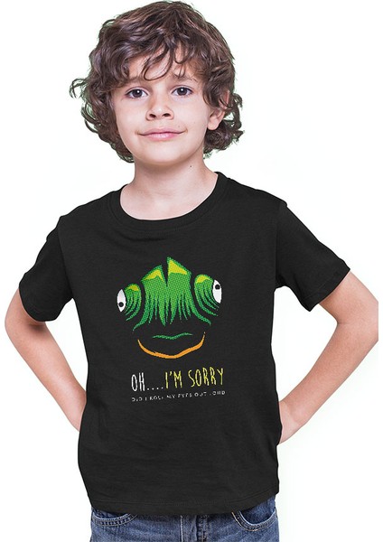 Iguana Siyah Unisex Çocuk Tişört T-Shirt modelleri