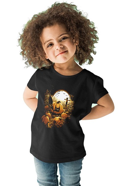 Cadılar Bayramı-Halloween Siyah Unisex Çocuk Tişört T-Shirt fiyatları