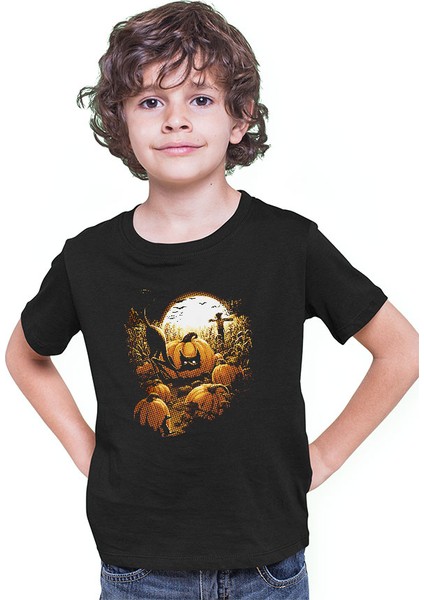 Cadılar Bayramı-Halloween Siyah Unisex Çocuk Tişört T-Shirt modelleri