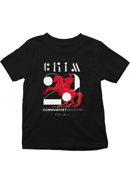 29 Ekim Cumhuriyet Bayramı Siyah Unisex Çocuk Tişört T-Shirt