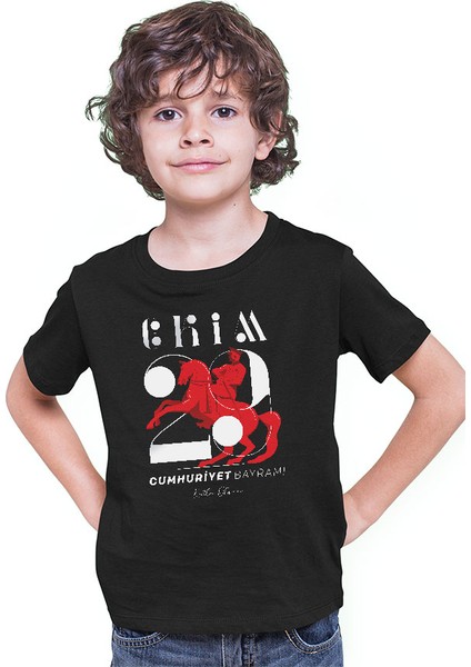 29 Ekim Cumhuriyet Bayramı Siyah Unisex Çocuk Tişört T-Shirt modelleri
