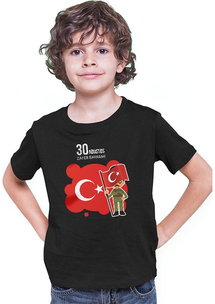 30 Ağustos Zafer Bayramı Siyah Unisex Çocuk Tişört T-Shirt modelleri