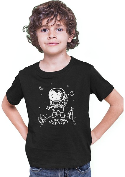 Okçu Astronot Siyah Unisex Çocuk Tişört T-Shirt modelleri