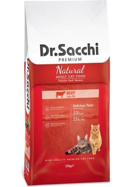 Dr. Sacchi Premium Natural Beef Yetişkin Kedi Maması 15kg