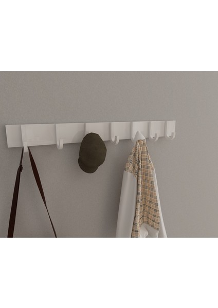 Modern Duvar Kanca Askılık - 7 Adet Beyaz Askılık - 80 cm Beyaz Mdflam - Model 106 modelleri