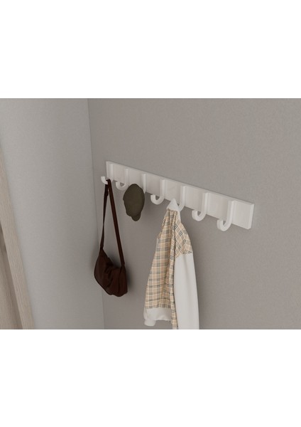 Modern Duvar Kanca Askılık - 7 Adet Beyaz Askılık - 80 cm Beyaz Mdflam - Model 106 indirimleri