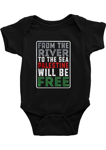 Filistin Siyah Unisex Bebek Body - Zıbın