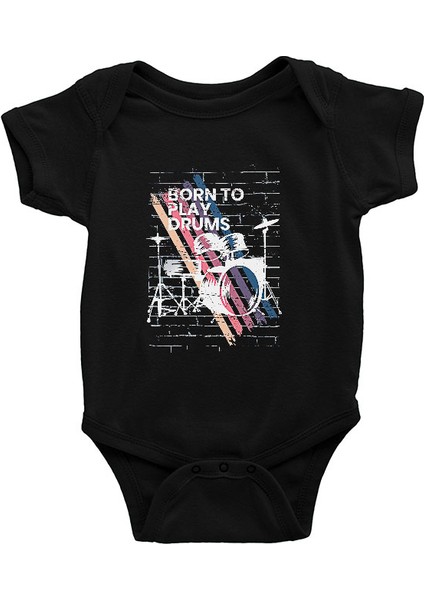 Bateri Siyah Unisex Bebek Body - Zıbın