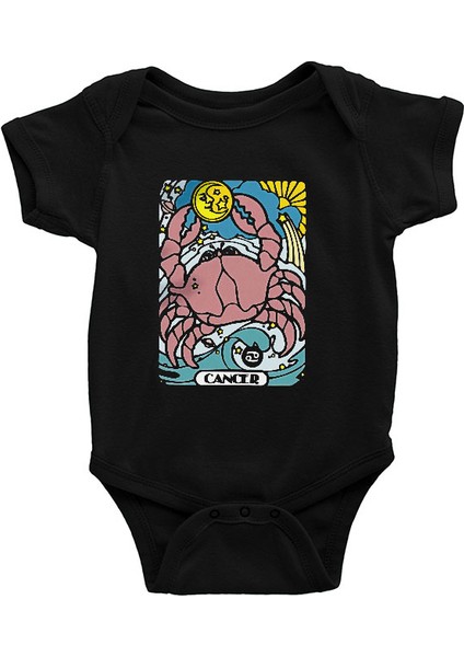 Yengeç Burcu Siyah Unisex Bebek Body - Zıbın