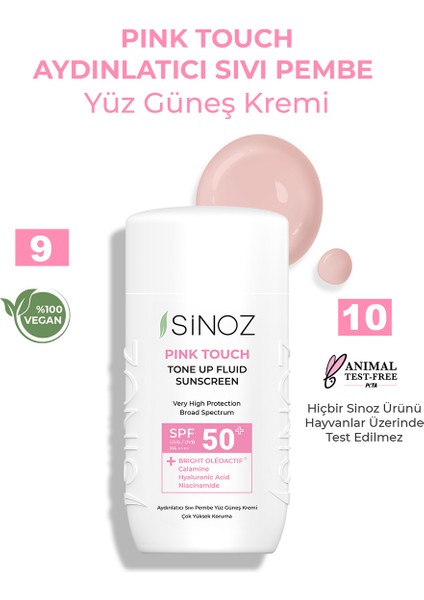 SPF50+ Pink Touch Aydınlatıcı  Sıvı Güneş Kremi - Yeni Nesil Güneş Filtreleri İle Hibrit Formül 50ML