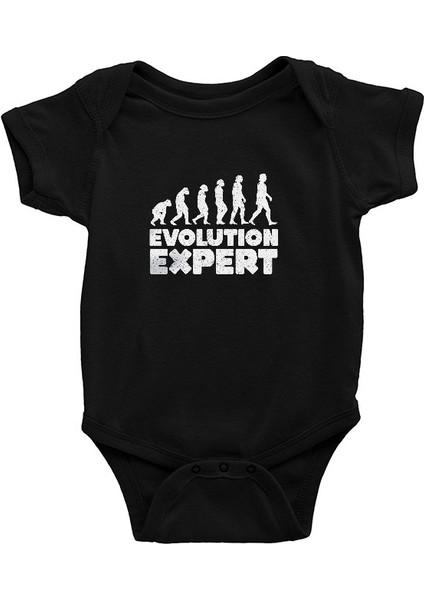 Evrim Biyoloji Siyah Unisex Bebek Body - Zıbın