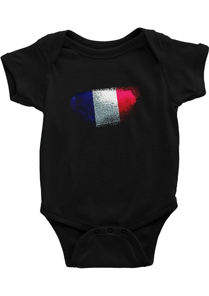 Fransa - France Siyah Unisex Bebek Body - Zıbın