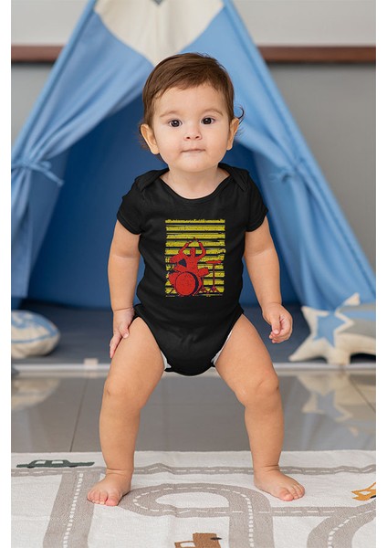 Bateri Siyah Unisex Bebek Body - Zıbın