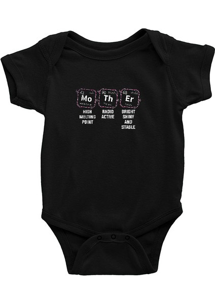 Kimya Periyodik Tablo Anne Siyah Unisex Bebek Body - Zıbın