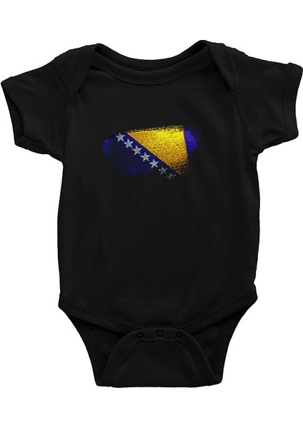 Bosna Hersek - Bosnia Herzegovina Siyah Unisex Bebek Body - Zıbın