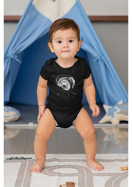 Dj Kulaklık Siyah Unisex Bebek Body - Zıbın fiyatları