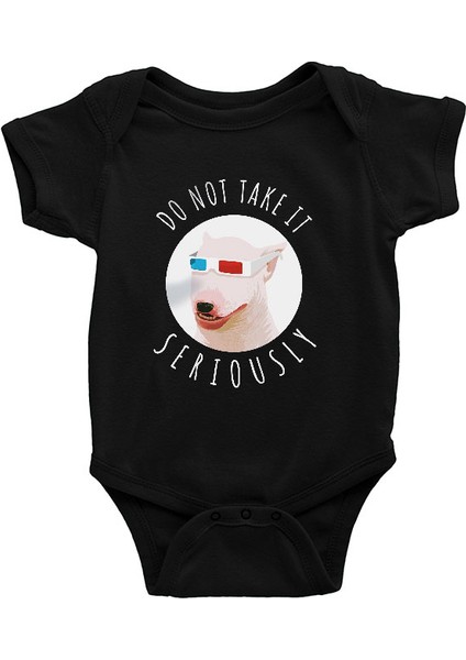 Ciddiye Alma Bull Teriyer Siyah Unisex Bebek Body - Zıbın
