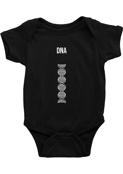 Dna Çift Sarmal Siyah Unisex Bebek Body - Zıbın