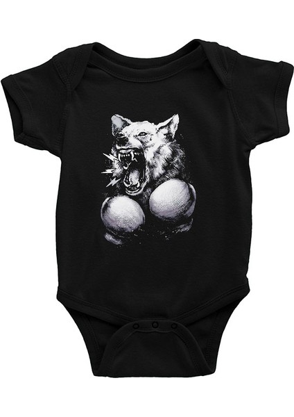 Boksör Kurt Siyah Unisex Bebek Body - Zıbın