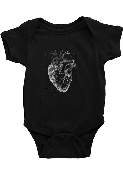 Insan Kalbi Siyah Unisex Bebek Body - Zıbın