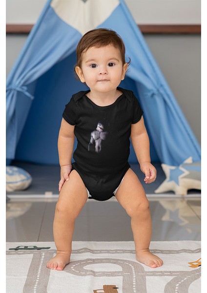 Body Building Köpek Balığı Siyah Unisex Bebek Body - Zıbın fiyatları