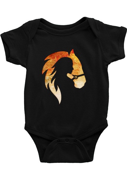 At ve Kız Siyah Unisex Bebek Body - Zıbın