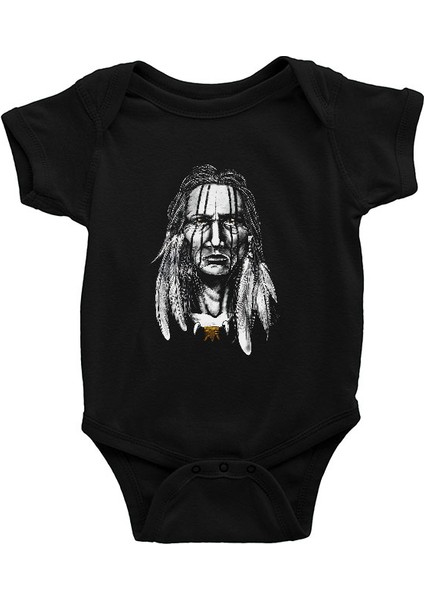 Oturan Boğa Siyah Unisex Bebek Body - Zıbın